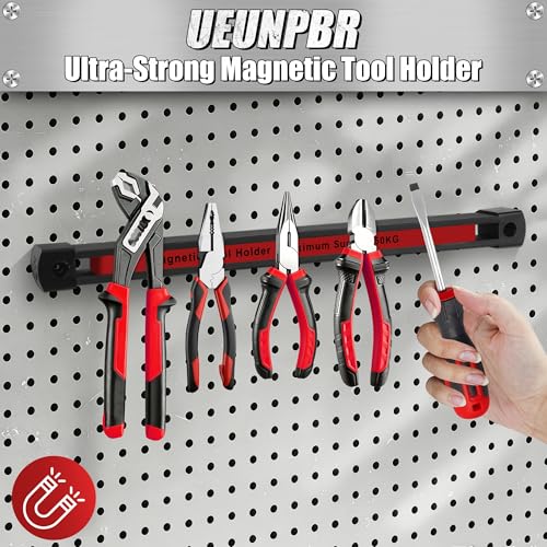 Double Sided Magnetic Tool Holder, 12 Inch Heavy Duty Ultra Strong Magnetic Tool Bar, Wall Mount Magnetic Tool Strip for Garage Workshop, Organizer Storage for Multi-Scene Use (3 Pack) Black-3 Pack