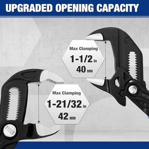 WORKPRO 2 PCS 7-Inch Pliers Wrench & Groove Joint Pliers Set, Quick Adjust 7 inch & 7 inch