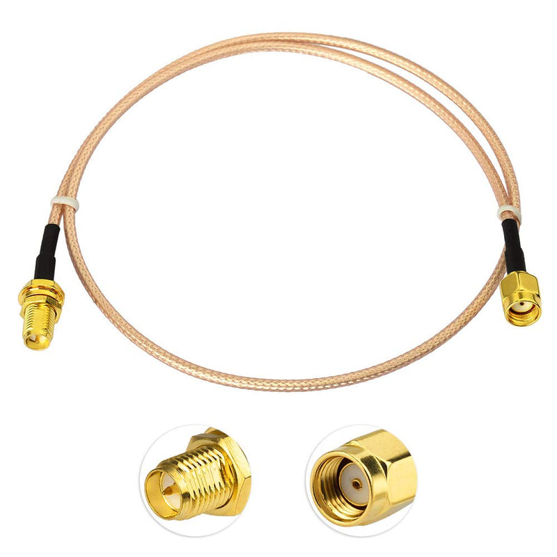 Yuslao WiFi Antenna Extension Cable 2ft 60cm RP-SMA Male to RP-SMA Female Low Loss RG316 Coax Cable (2-Pack) Compatible with WiFi Router USB Adapter Security IP Security Camera PCIE Network Card Modem 2ft / 60cm (2-Pack)