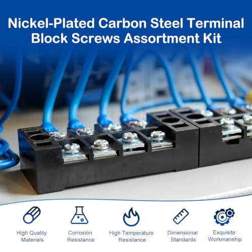 Screw Terminal Blocks Kit, Electrical Connector Screws with Square Washers
