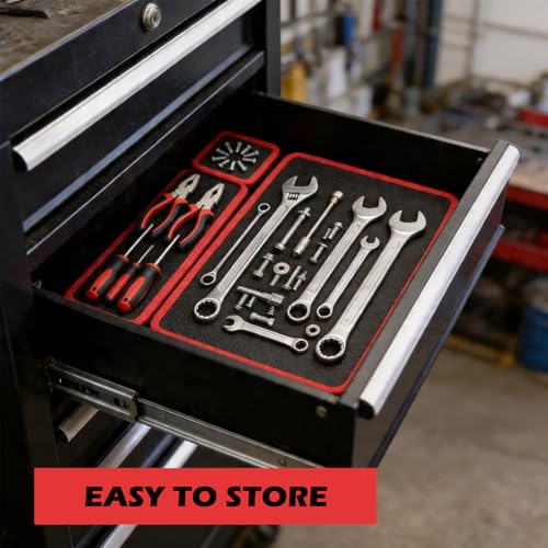 Magnetic Tool Mat Set, 4 Pack Heavy Duty Flexible Magnetic Mat with PVC Coating, Holds Screws, Bolts, Nuts and Small Tools for Garage Workshop and Auto Repair (Red) Red