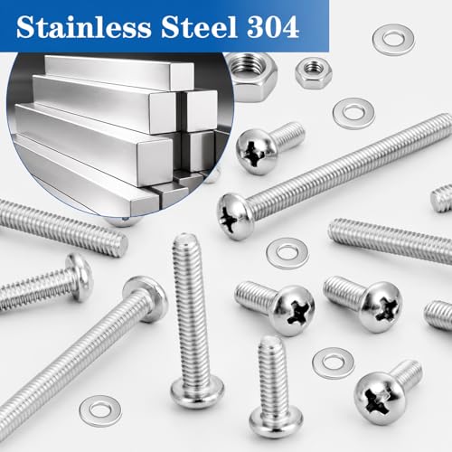 570Pcs Phillips Pan Head Nuts and Bolts Assortment Kit#6-32#8-32#10-24 SS #6#8#10 570PCS