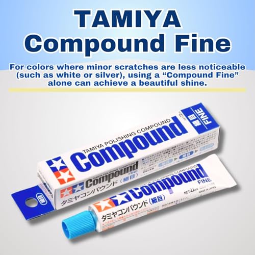 Tamiya Polishing Paste Fine Compound 87069＆Finishing Compound 87070＆Compound Applicator Cloths in Two Colors, 5 Sheets Each, Total 10 Sheets Set