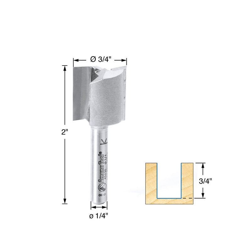 Amana Tool - 45230 Carbide Tipped Straight Plunge High Production 3/4 Dia x 3/4 x 1/4"