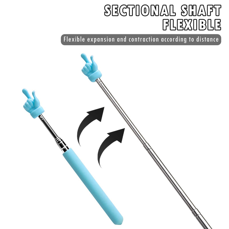 4-Pack Retractable Teacher Pointer Sticks – Extendable 21.7" Classroom Pointer for Teachers, Presenters & Kids – Finger-Shaped Tip, Non-Slip Grip – Great for School, Kindergarten & Presentation