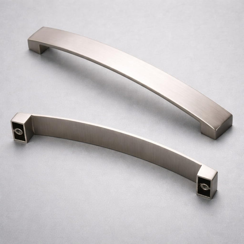 ANGSTROM 5-Pack Curved Arch Cabinet Pulls, Zinc Handle Bar 6.25 Inch (Brushed Nickel) Brushed Nickel