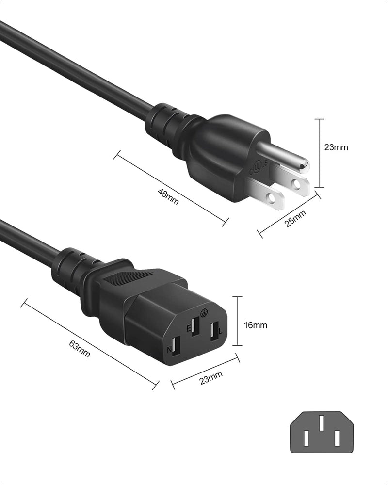 Projector Power Cord for Epson, Optoma, LG, ViewSonic, Hitachi, BenQ, Sony, Dell, Canon, NEC, InFocus Projector Replacement 【6FT】 3 Prong AC Power Cord Cable (IEC-60320 (IEC320) C13 to NEMA 5-15P) 6 Feet