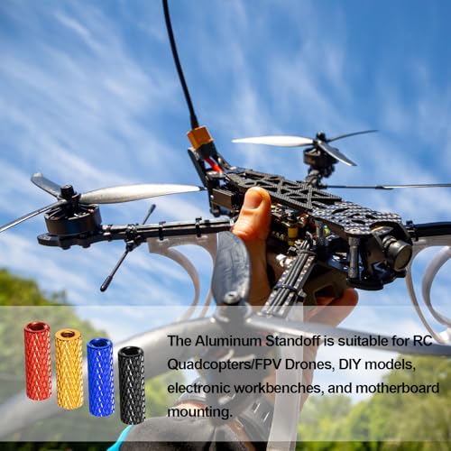 MECCANIXITY 100 Pcs M3 x 15mm Knurled Aluminum Standoff Mesh Spacer Column for FPV Drone RC Airplane Racing Car Simracing, Black M3*15mm