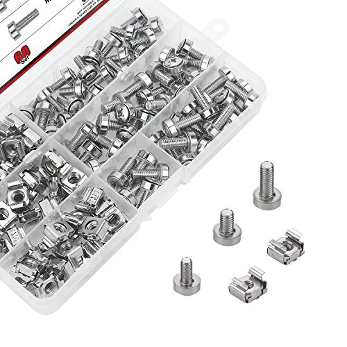 Cage Nuts and Screws, DYWISHKEY 60Set Square Hole Hardware Cage Nuts & Mounting Screws Washers for Server Rack and Cabinet (M5 x 16mm, M6 x 16mm, M6 x 20mm) Pest repeller Model BH-2 Ver.101