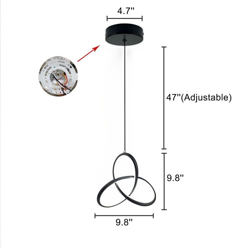 CANEOE Black Modern Led Pendant Light, 5500K Cold White Kitchen Island Pendant Lights Fixtures, Adjustable Integrated Hanging Lamp for Living Room Bedroom Hanging Light, 1 Pack (Black) Black,5500K