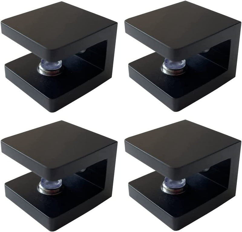 LukLoy Brass Glass Clamp, No-Drill-on-Glass Shelf Bracket Clip Holder Support for 8mm - 10mm(10, Matte Black) 10 Support for 8mm - 10mm Glass