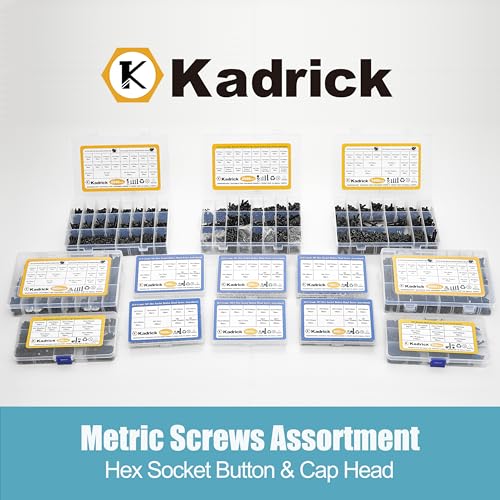 Kadrick Metric Screws Assortment,540 Pcs M4 Screws Nuts Washers Assortment M4x6MM-40MM, Hex Socket Button Head Metric M4 Machine Bolts Kit, 10.9 Grade Alloy Steel,Black Screws for 3D Printing