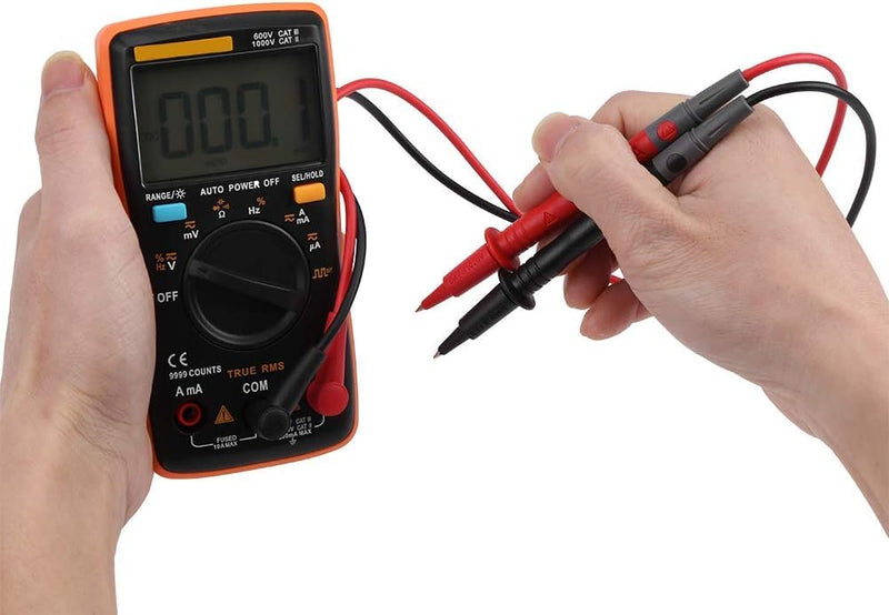 Digital Multimeter Autoranging, True-RMS Multimeter Leads Probes Clips for AC DC Voltage Ammeter Current Ohm Meter