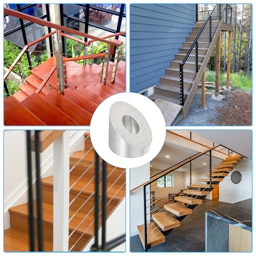 PATIKIL 1/4 Inch Angle Beveled Washer, 10 Pack T316 Stainless Steel Deck Cable Railing Hardware 37 Degree Washer for Wood Metal Aluminum Posts, Silver Tone