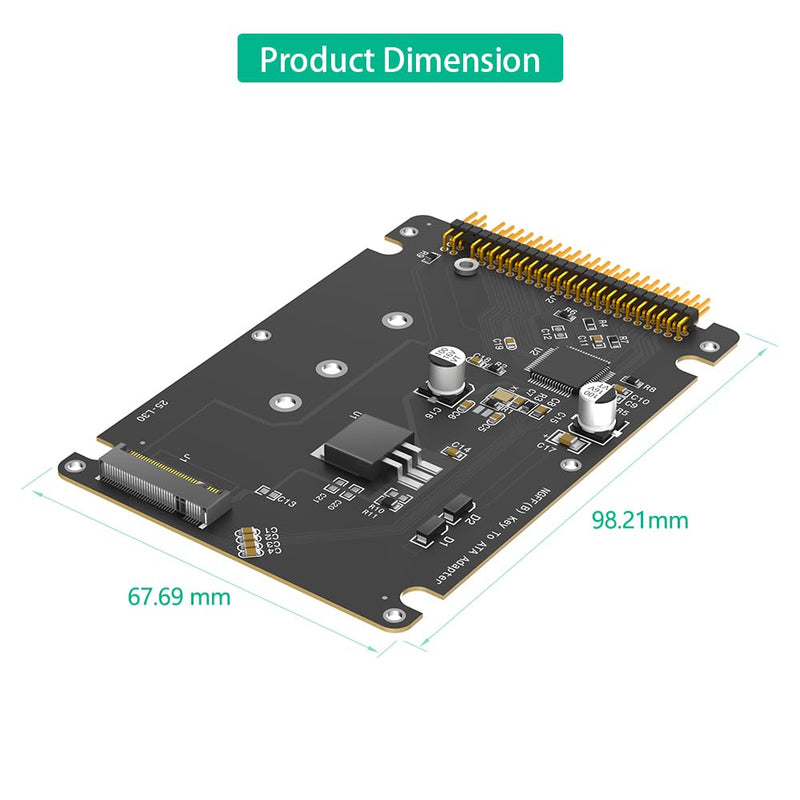M.2 NGFF Key B SATA SSD to IDE ATA 44 Pin Adapter, Support 2230/2242/2260/2280,(Black)