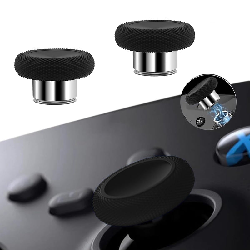 6 Pcs Metal Thumbsticks Kit with Transparent Box, lyfLux Compatible with Xbox Elite Series 2 Controller, Premium Replacement Joysticks for Xbox Elite 2 & Elite 2 Core Accessories, Silver-Black