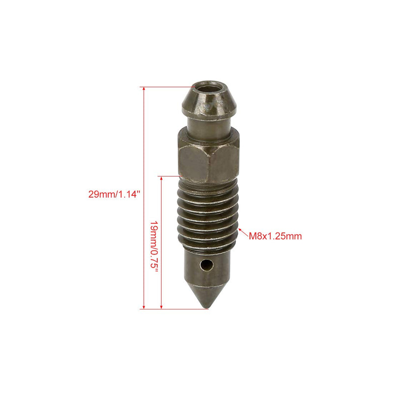 F FIERCE CYCLE 2Pcs M8x1.25mm Banjo Bolt Bleeder Screw with Cap for Motorcycle Brake Master Cylinder