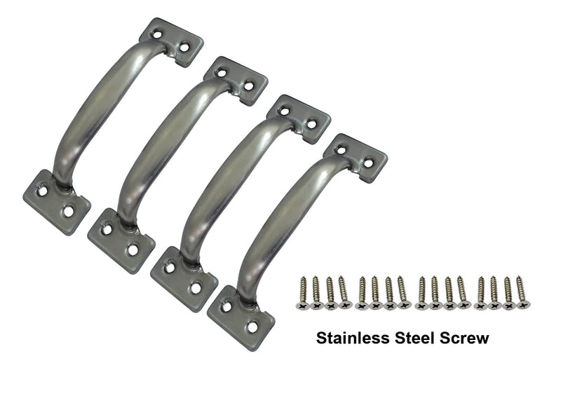 QCAA Stainless Steel Door Pull Handle, 5-3/4", Polish Stainless Steel, 4 Pack, Made in Taiwan 4pack(5-3/4")