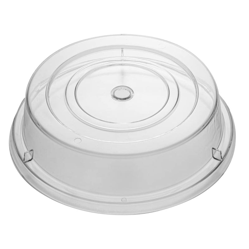 Restaurantware Cater Tek 11 Inch Polycarbonate Plate Cover 1 Shatterproof Dish Cover - Microwavable Endures Up To 210F Clear Plastic Splatter Cover With Finger Hole For 11 Inch Plates 1 Count 11"
