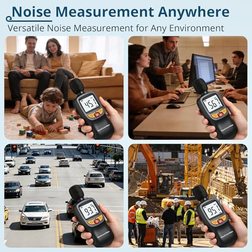 Decibel Meter, Digital Sound Level Meter 30-130dB A-Weighted