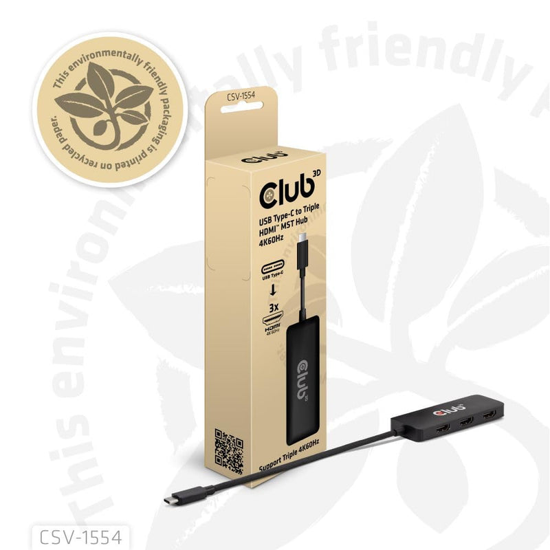 Club 3D CSV-1554 USB Type C(DP Alt-Mode 2.1) to HDMI Triple Monitor 4K60Hz M/F MST hub