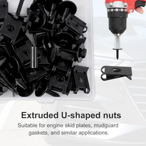 80pcs M4.2 Universal Fender Liner Screw U Nut Kit, Screws Clips Kit 80