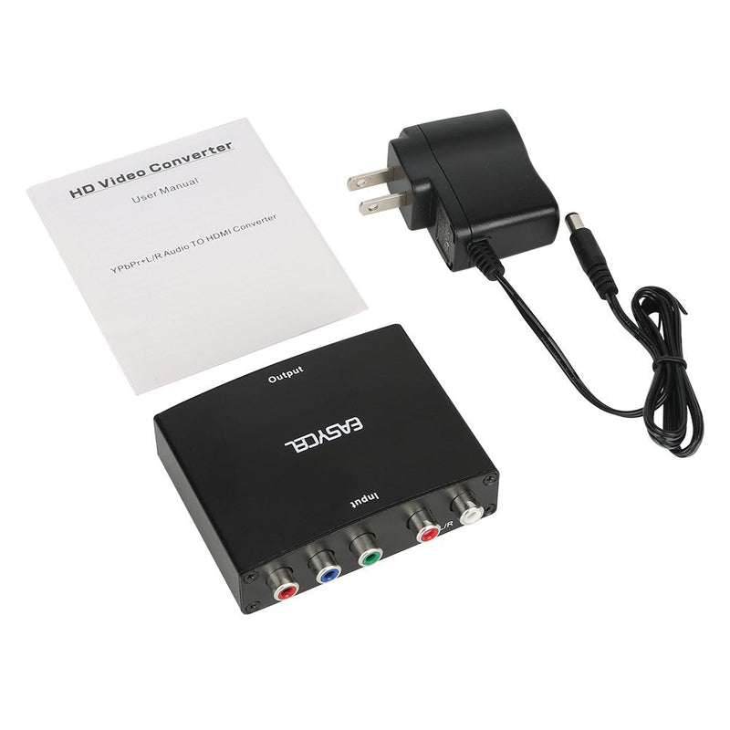 Component to HDMI Converter with 1.2 Meter HD Cable, 1080P 5RCA YPbPr to HDMI Converter