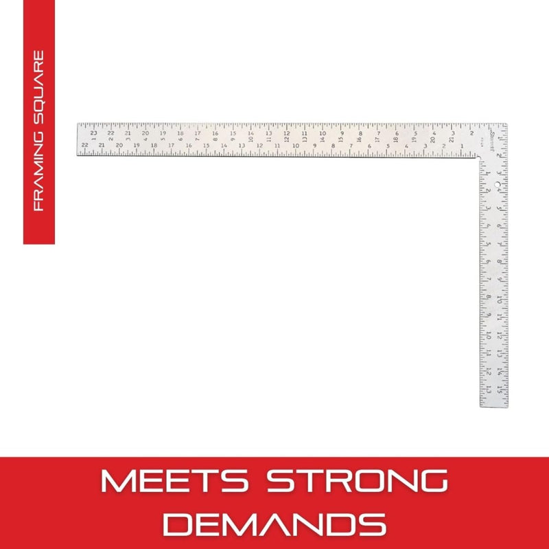 Starrett Professional Framing Square with Clear Coating and Tempered Steel - 1/8" Graduation Stamping, 24" x 2" Body, 16" x 1-1/2" Tongue - FS-24