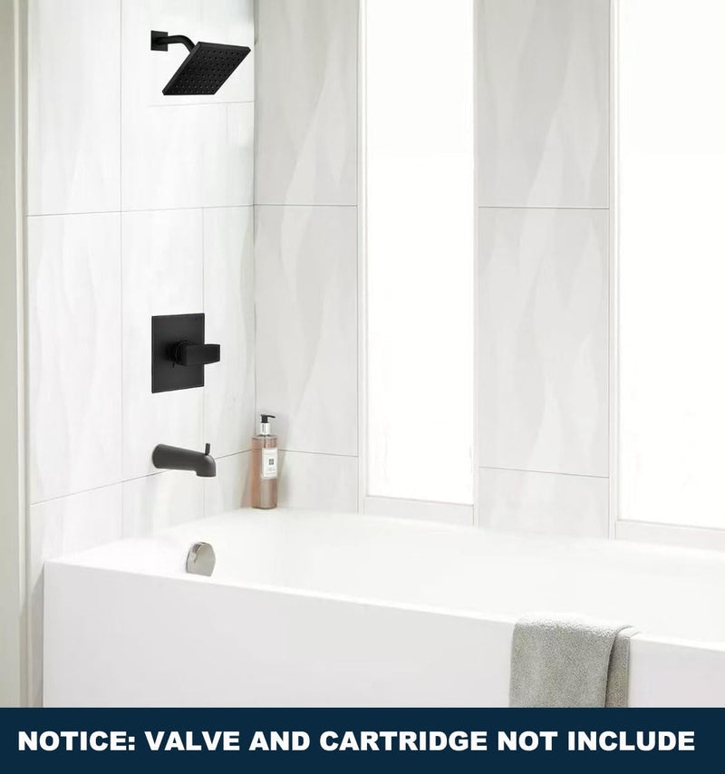Replacement for Delta 13/14 Series Shower Handle Trim Kit with Shower Arm and Flange, Compatible with Delta R10000 Valve, Matte Black (Cartridge and Valve Not Included)