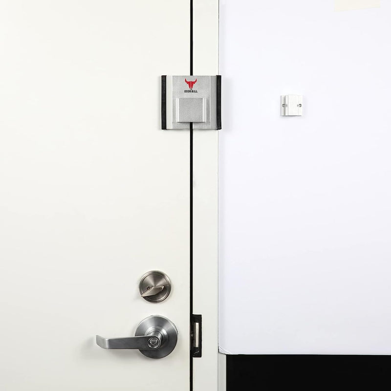 Door Barricade | Door Jam Door Stoppers Security Bar Add Extra Security to Your Inward Opening Front Door at Home - an Innovative Solution for Door Security (Silver/White) Silver White