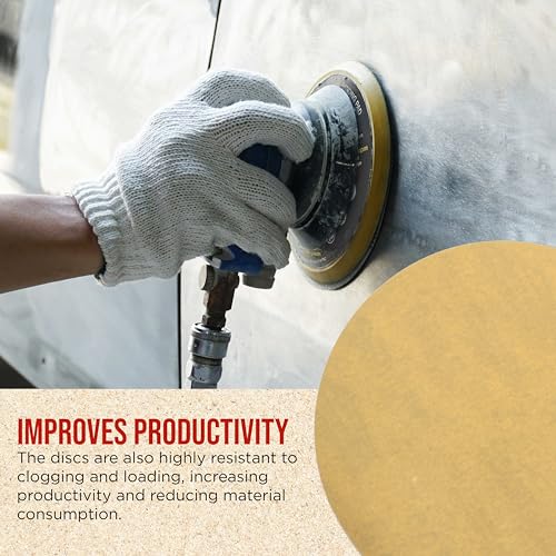 ProductionShop Premium 600 Grit 6" PSA Gold Sanding Discs, Box of 100 - Self Adhesive Stickyback Abrasive Sandpaper for DA & Random Orbital Sanders - Sand Auto Paint Metal, Wood Woodworking Furniture