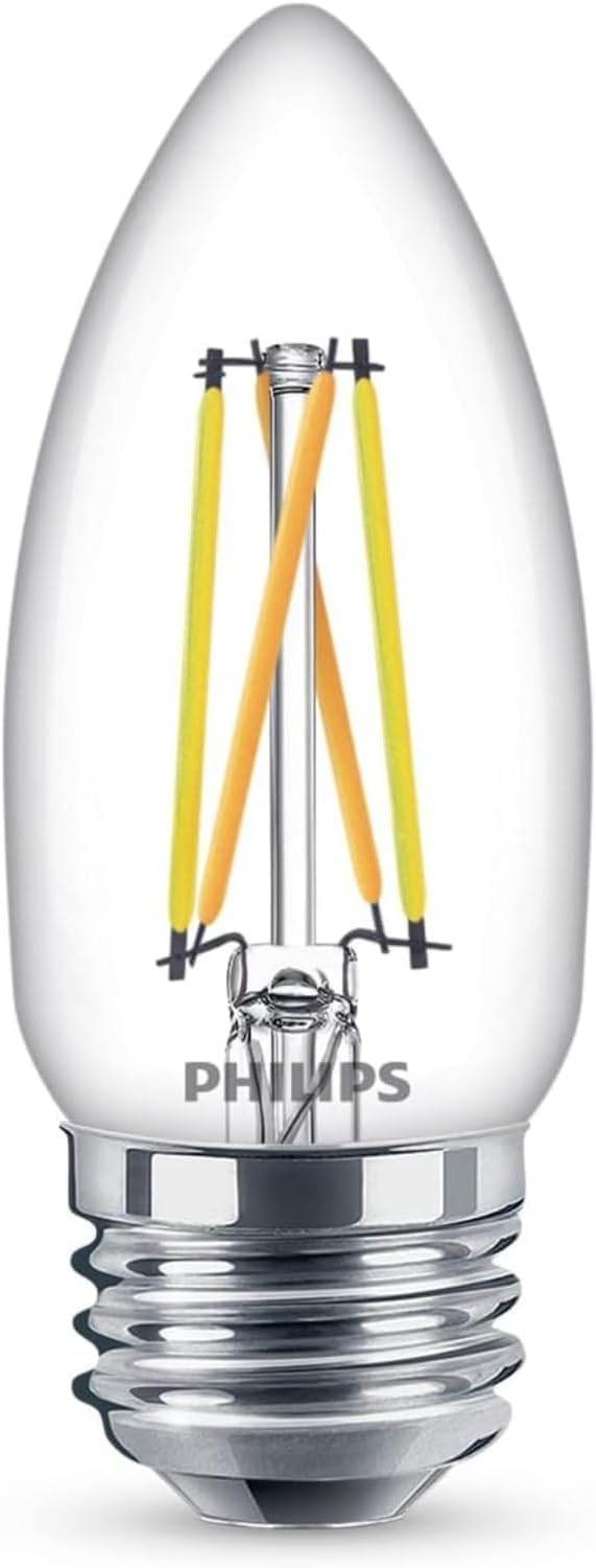 PHILIPS LED 40W B11 9-Pack Ultra Definition Soft White (2700K) 300 Lumen (3.5W = 40W) Dimmable Clear Flicker-Free Candelabra Light Bulbs Soft White (2700k) E12