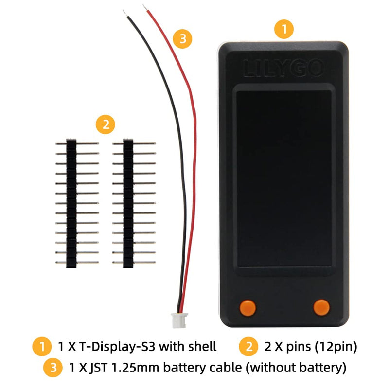 LILYGO T-Display-S3 ESP32-S3 LCD Display TTGO Development Board Normal Screen with Shell With black shell version