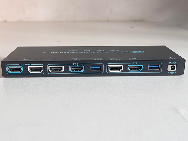 KVM/USB Dual Mode 8K Dual Monitor HDMI 2.1 KVM Switch 2 Monitors 2 Computers Cross Display 2 in 2 Out USB 3.0 KVM Support 8K@60Hz/4K@120Hz, with 2 HDMI Cables & 2 USB 3.0 Cables & Wired Remote Dual Mode 2 Monitors 2 PC