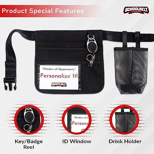 Mini -Premium Hip/Waist Pouch/Belt Clip / 6 Pocket -2-Sided/Drink Pouch/Key Carabiner/ID Sleeve (Up to 54" Waist) Up to 54" Waist
