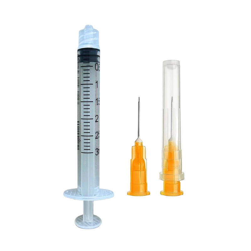 Elimedical Veterinary Syringe with Needle, Luer Lock 3cc (3ml), 25G x 5/8 inch (16mm), Individually Sealed, 100 per box, 03LT2516