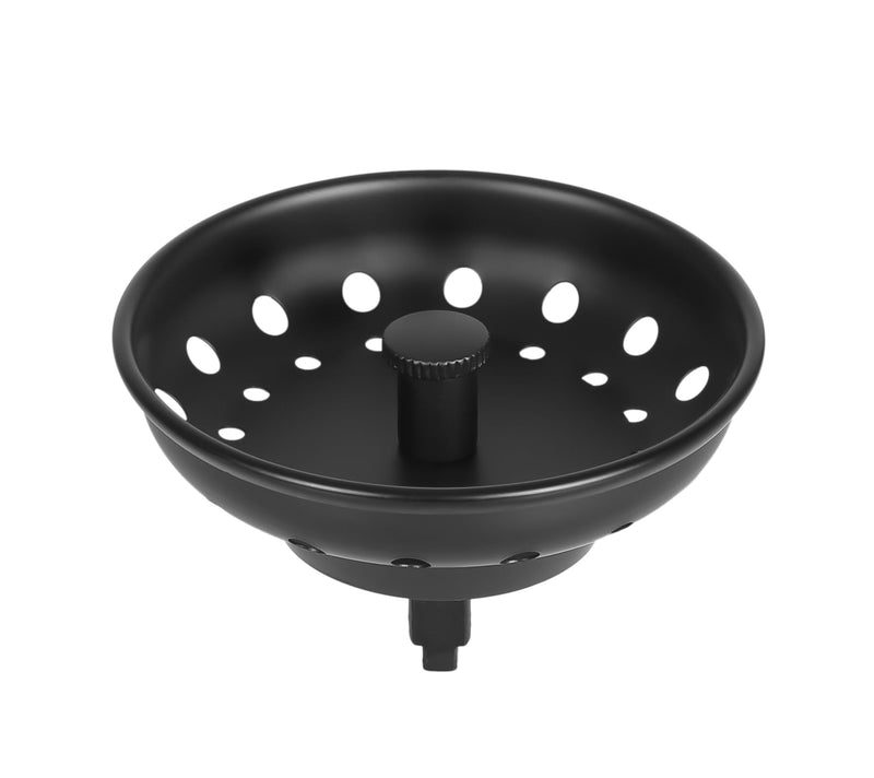 3-1/2 Inch Matte Black Kitchen Sink Drain Kit - Complete Black Kitchen Drain Assembly - Black Stainless Steel Strainer Basket Included - Fits 3.5" Standard Kitchen Sink