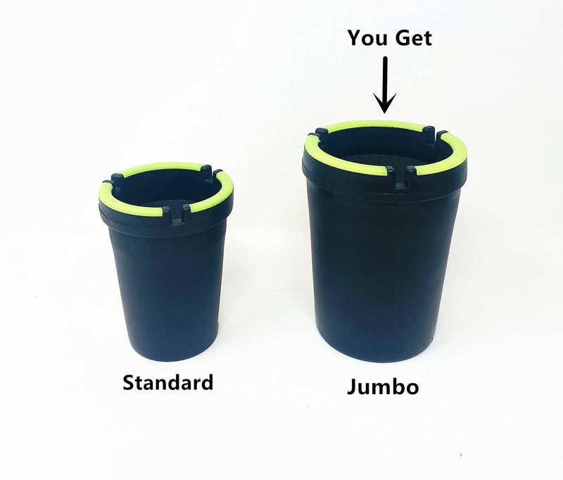 (3 Pack Jumbo) Glow in the Dark Butt Bucket Ashtray Cigarette Cup Car Ash Holder Portable Truck Home Office Black