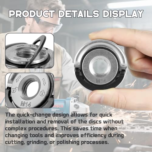 4 Pack Angle Grinding Tool Flange Nut, Angle Grinder Flange Nut, Portable Locking Plate Chuck Angle Grinder, Quick Clamping Nut 4