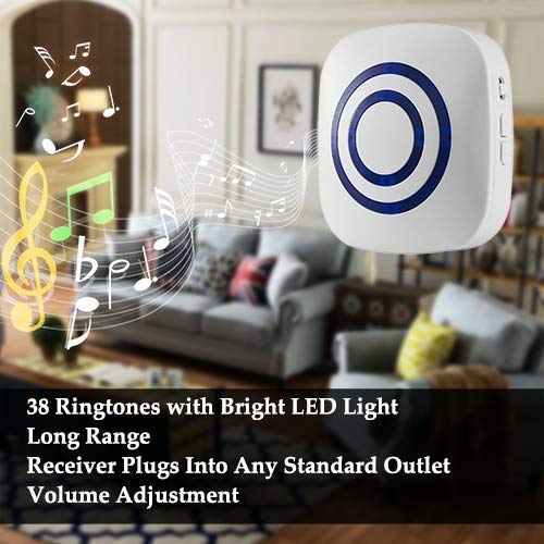 Wireless Driveway Alarm Door Chimes, Business Smart Infrared Visitor Doorbell Chime, Indoor Home Security System with 1 Plug-in Receiver and 2 PIR Motion Sensor Detectors Weatherproof(White)