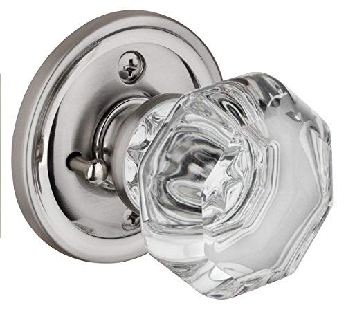 Dynasty Hardware Classic Rosette, Crystal Style Door Knob, Privacy - Bed/Bath Function, Satin Nickel