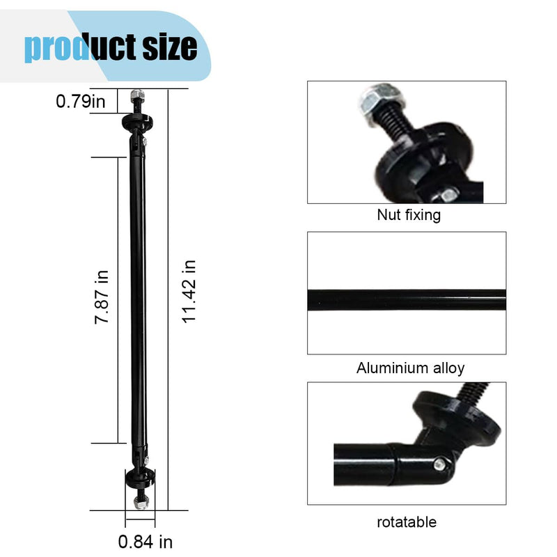 2PCS 11.42'' Splitter Strut Rods, Car Bumper Strut Rods, Front Lip Rod Protector Splitter, Adjustable Tie Support Bars, Lip Bumper Splitter, Universal Splitter Diffuser Strut Rods (Black) Black