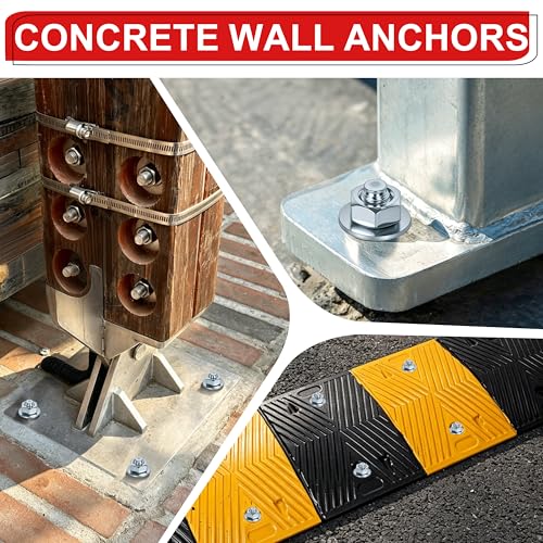 1/2 x 3-3/4 inch Wedge Anchors, 6 pcs Concrete Screw and Anchor Kit, Galvanized Concrete Anchors, Concrete Wall Anchors and Brick Anchors, Suitable for Concrete Floors and Walls 1/2 x 3-3/4In