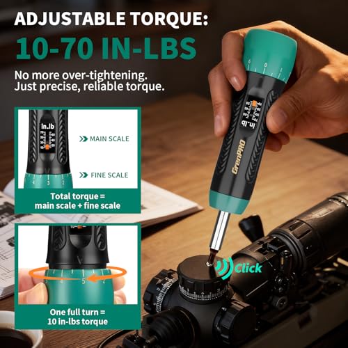 GRENPRO Torque Screwdriver 5-70 in-lb, 1/4" Drive Precision Driver Set