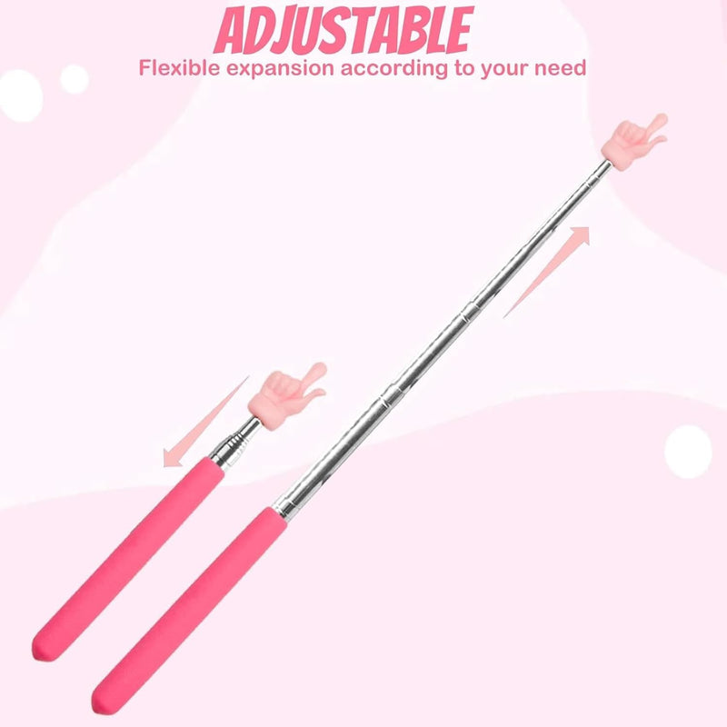 2Pcs Extendable Teachers Pointer for Classroom, Telescopic Hand Pointer Finger Pointers Stick, Retractable Classroom Pointers for Elementary Kindergarten Teacher, Classrooms Supplies(Rose Red)