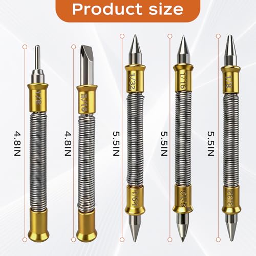 5-Piece Nail Setter, Center Punch, Hinge Pin Punch and Cold Chisel Set