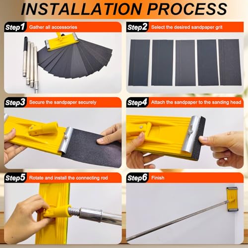 Pole Sander for Drywall, Hand Sanding Pole with Extension Handle Pole Sander Set