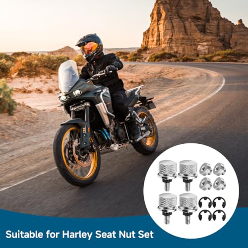 M6 Seat Bolt Nut Kit, Compatible with Multiple Harley Models 4 Set 4SET