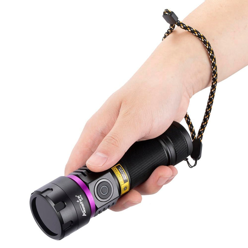 ALONEFIRE SV116 365nm UV Flashlight 60W Powerful Blacklight USB C Rechargeable Black Light for Pet Urine Detector, Scorpion, Resin, Bed Bug, Fishing with UV Protective Glasses, Rechargeable Battery