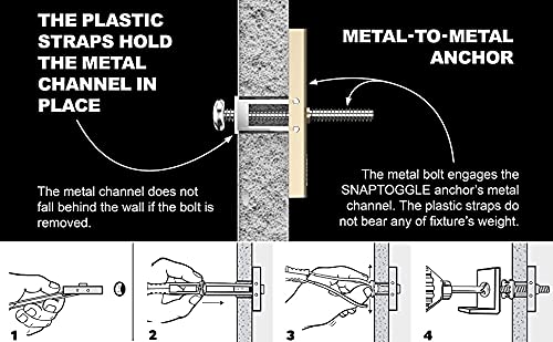 TOGGLER SNAPTOGGLE BM6 Toggle Anchor, Zync Alloy, Made in US, 3/8" to 3-5/8” Grip Range, For M6 (6mm) Fastener Size (Pack of 50)